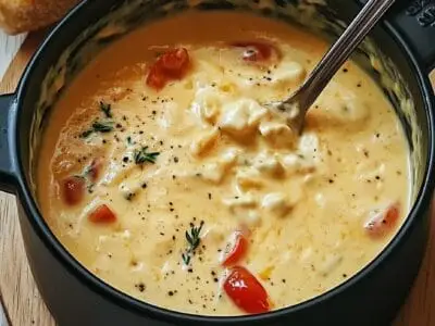 Käsefondue italienische Art mit Tomaten und Paprikaschote