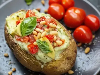 Ofenkartoffeln mit Avocado-Tomaten-Paprikacreme